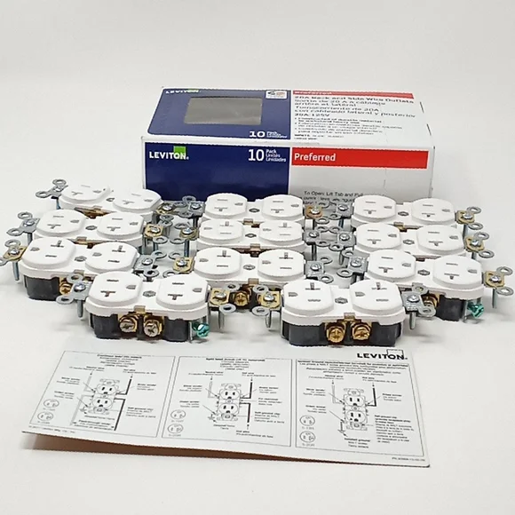 Leviton Back & Side Wire Outlets 20 A-125 V Set of 11 - Picture 2 of 8